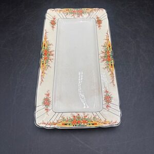 Vintage Myott Staffordshire England Rectangular Sandwich Tray Floral Art Deco